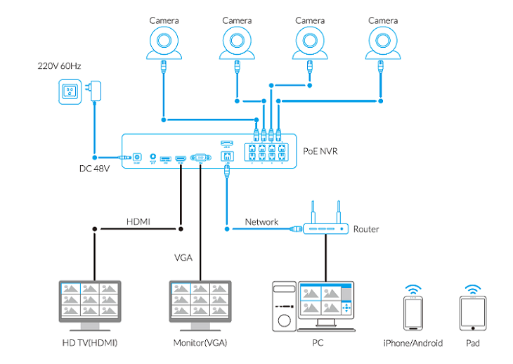 PoE NVR Connection